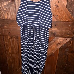 Cupshe Navy and White Striped Maxi Dress
